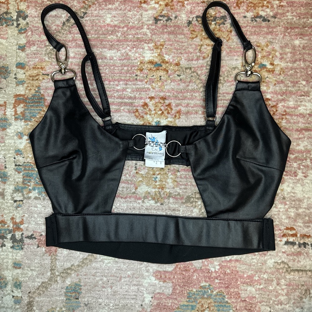 iHeartRaves Black Faux Leather Top